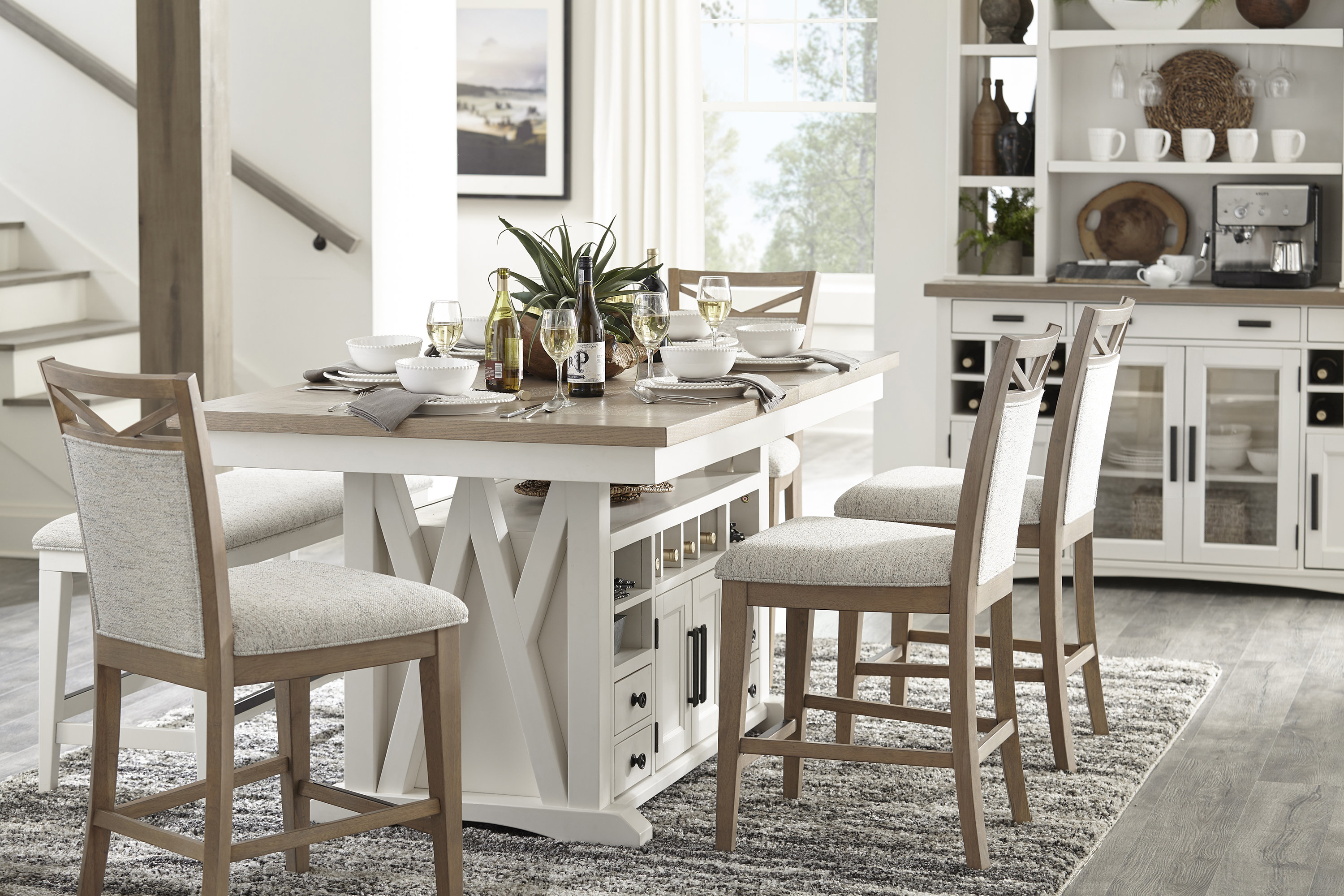 Laurel Foundry Modern Farmhouse Aliana Americana Dining Counter Height Extendable Pedestal Dining Table Reviews Wayfair